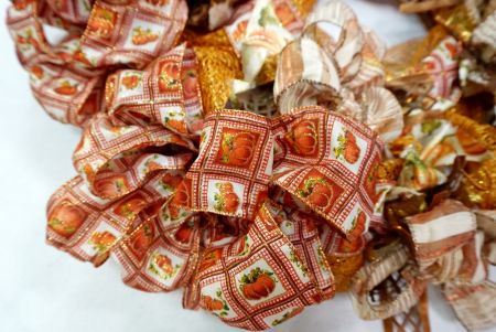 Fall Harvest Pumpkin Ribbon Wreath